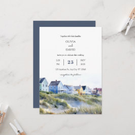 Invitación Encantadora boda en la playa de casas costeras enc
