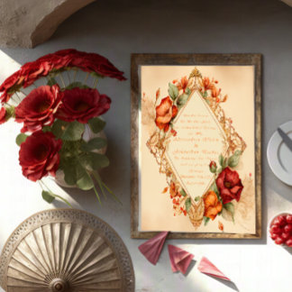 Invitación Encantadora Boda Floral de Rosa Rústica al Estilo