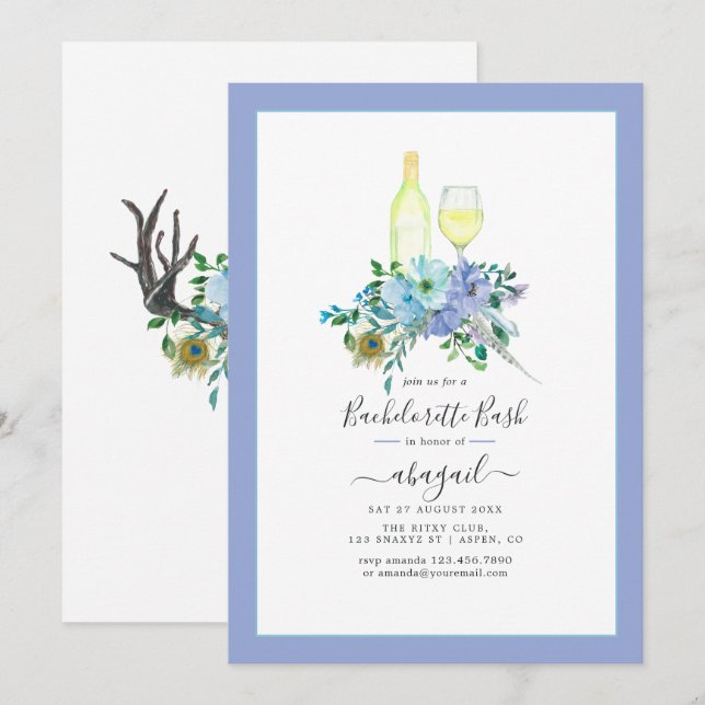 Invitación Encantadora celebración de la Bachelorette de Boho (Anverso / Reverso)