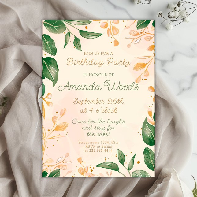 Invitación Encantadora celebración del cumpleaños de la flora (Subido por el creador)