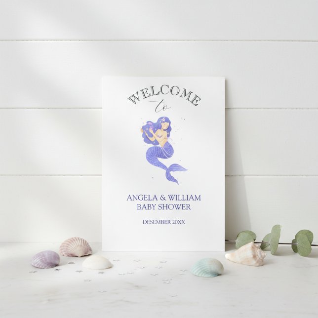 Invitación Encantadora de Cumpleaños de Bebé Siren (Subido por el creador)