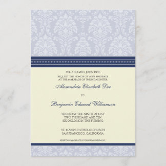 Invitación encantadora de la boda del damasco 5x7: