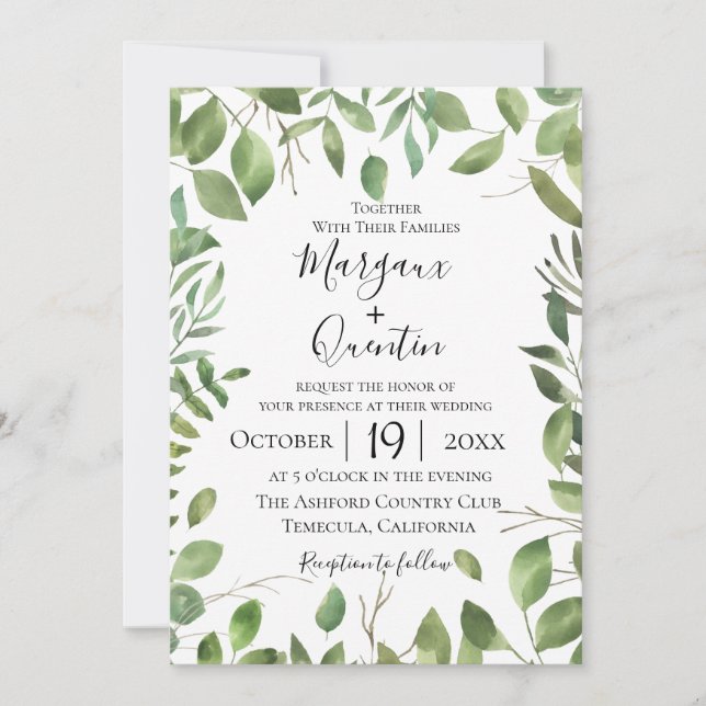 Invitación encantadora de la boda del jardín (Anverso)