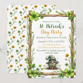 Invitación encantadora de primavera con trébol y g