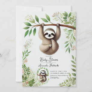 Invitación Encantadora Ducha de Bebé del Perezoso Colgante