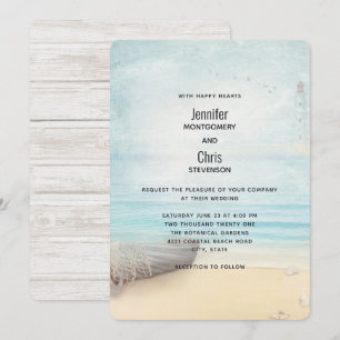 Invitación Encantadora escena de playa con Boda de barcos y f
