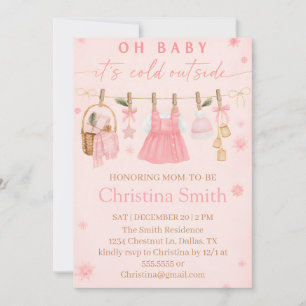 Invitación Encantadora Fiesta de Baby Shower de Copo de Nieve