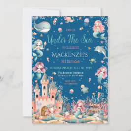 Invitación Encantadora Fiesta de Cumpleaños De La Sirena De M