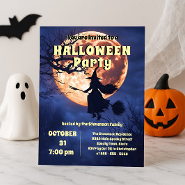 Invitación Encantadora fiesta de Halloween de la Luna Llena d