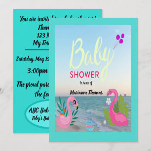 Invitación Encantadora Fiesta de Revelación con Flamencos Cos