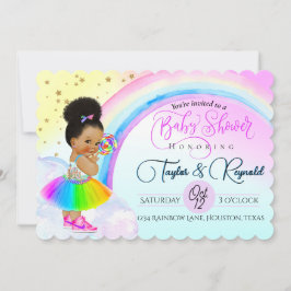 Invitación Encantadora Fiesta de Revelación de Bebé Niña Afro