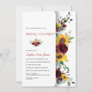 Invitación Encantadora Fiesta de Té Nupcial con Girasoles Bur