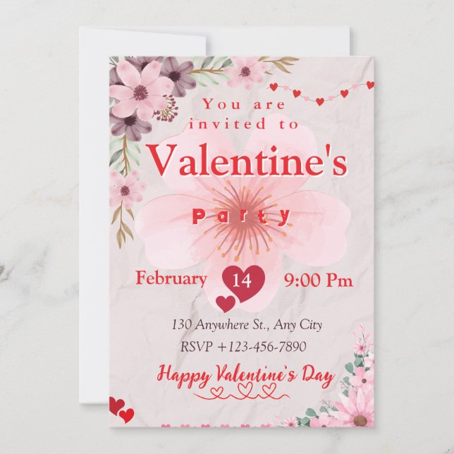 Invitación Encantadora noche en San Valentín: Fiesta para pro (Anverso)