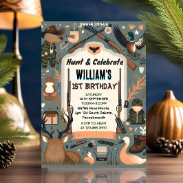 Invitación encantadora Wild Camo Oh Deer Duck caza 1º cumplea