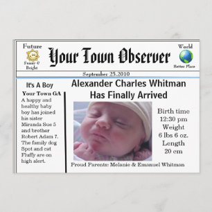 Invitación encantadora y única del nacimiento del