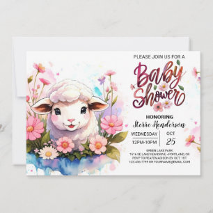 Invitación Encantadores amigos de Farmyard Chica Rosa Baby Sh