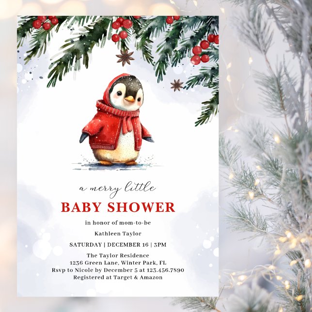 Invitación Encantadores Navidades de invierno de pingüino lin (Subido por el creador)