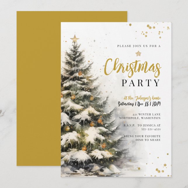 Invitación Encantadores Navidades de Pies Dorados (Anverso / Reverso)