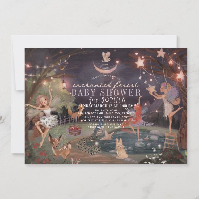 Invitación Encantados Animales Forestales Fe Chica Baby Showe (Anverso)