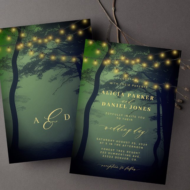 Invitación Encantados árboles del bosque luces de la boda ver (Subido por el creador)