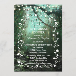 Invitación Encantados Bosques Encender Rústica Cena