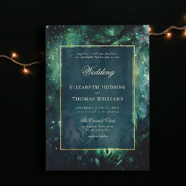 Invitación Encantados Forestales Faux Gold Frame Elegante Bod