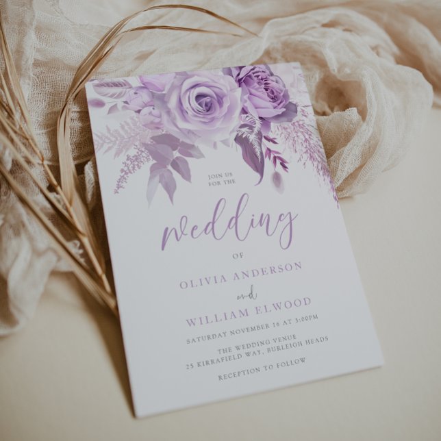 Invitación Encantados Rosas morados, hermoso Boda (Subido por el creador)