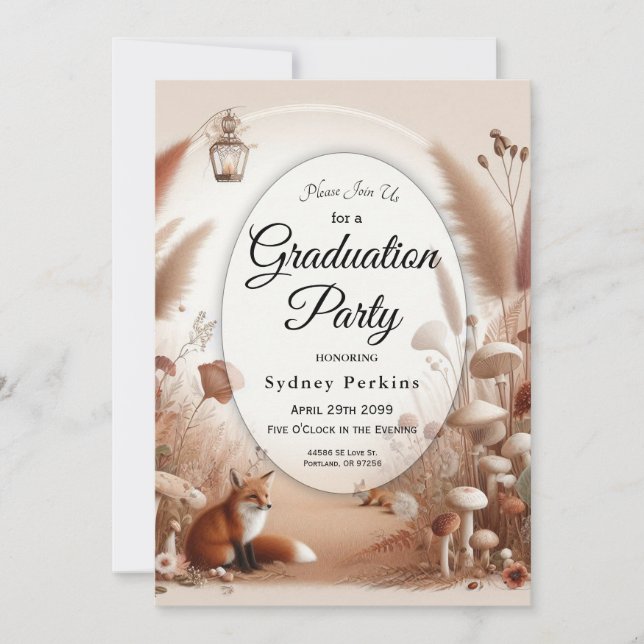 Invitación Encantados zorros de bosque otoñal (Anverso)