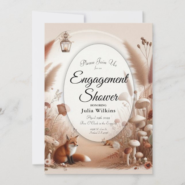 Invitación Encantados zorros de bosque otoñal (Anverso)