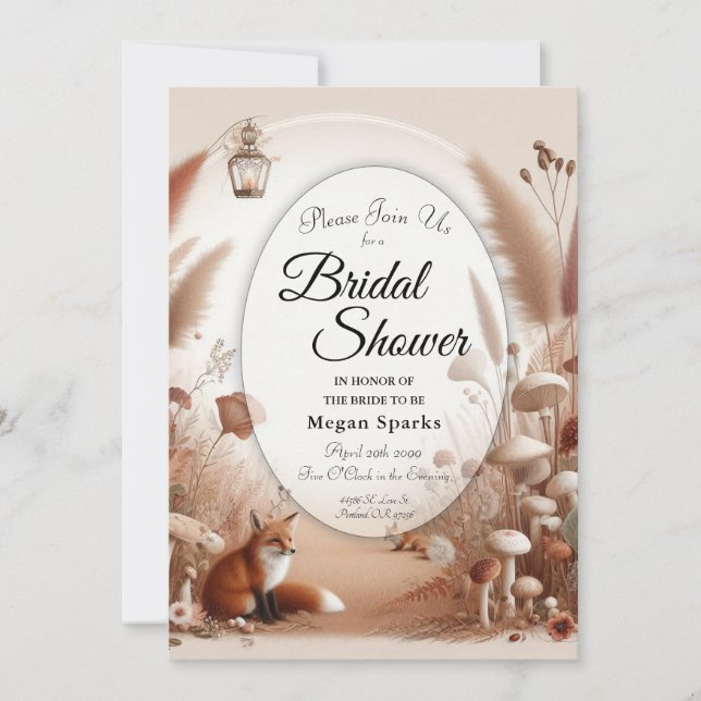 Invitación Encantados zorros de bosque otoñal (Anverso)