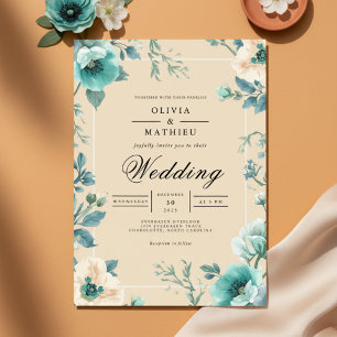 Invitación Encantamiento de Boda con Arco Floral Turquesa