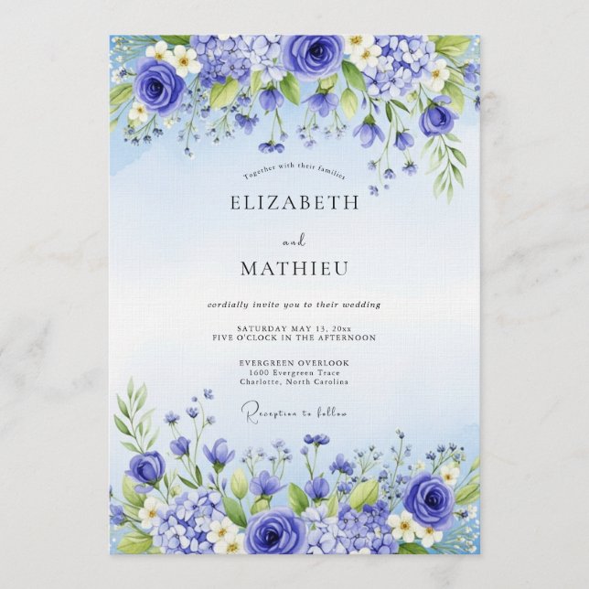 Invitación Encantamiento Floral de Lavanda para Bodas (Anverso)