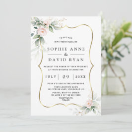 Invitación Encanto aéreo vegetación Flores rosadas Boda de or