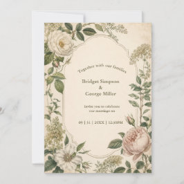 Invitación Encanto Botánico de Boda de Rosa Vintage