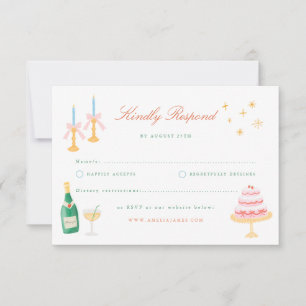 Invitación Encanto Coquette RSVP de boda pintado a mano