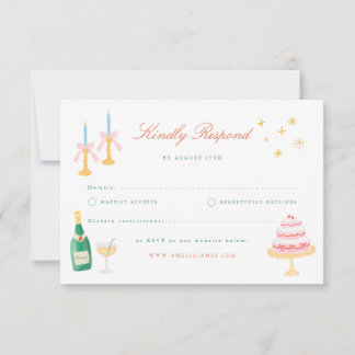 Invitación Encanto Coquette RSVP de boda pintado a mano