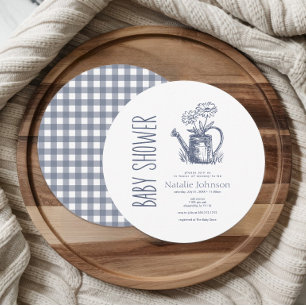 Invitación Encanto de campo vintage para baby shower redondo