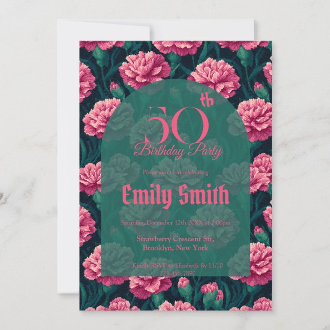 Invitación Encanto de Clavel para Cumpleaños 5 (Anverso)