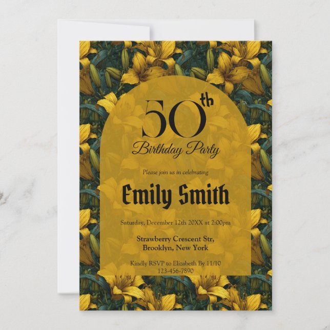Invitación Encanto de Lirios Elegantes Cumpleaños 60 (Anverso)