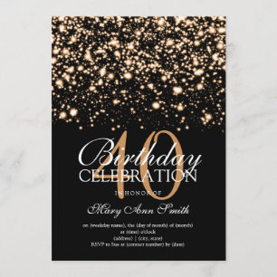 Invitación Encanto de medianoche del 40.o de cumpleaños oro