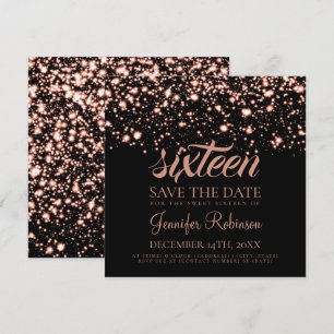 Invitación Encanto de medianoche subió del oro de la fiesta