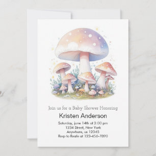 Invitación Encanto de Niña en País de las Maravillas de Hongo