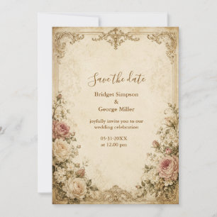 Invitación encanto de rosa antigua boda vintage elegante