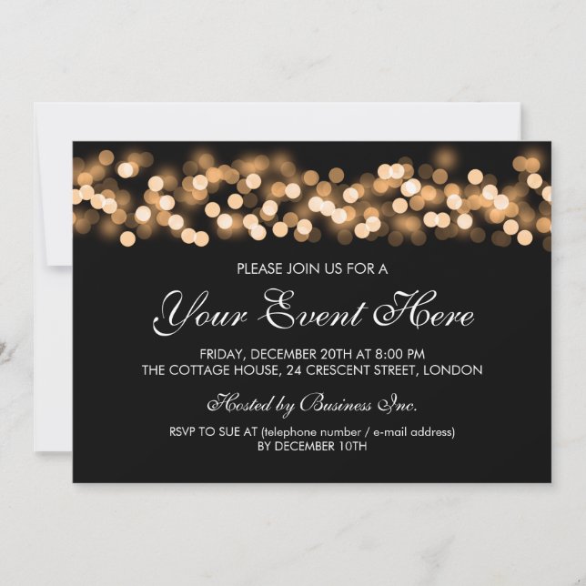 Invitación Encanto elegante de Hollywood del oro de la (Anverso)