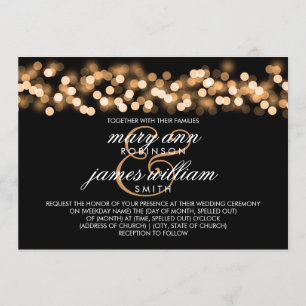Invitación Encanto elegante de Hollywood del oro de la boda