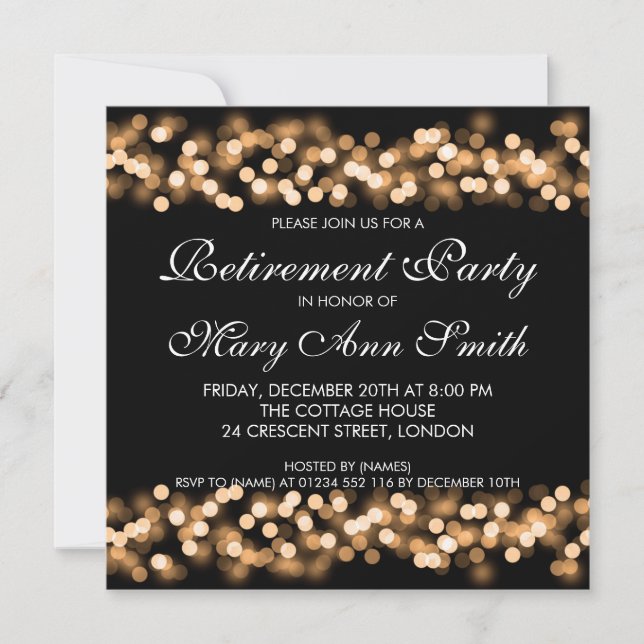 Invitación Encanto elegante de Hollywood del oro del fiesta (Anverso)
