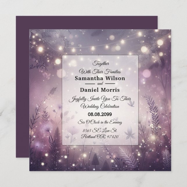Invitación Encanto estrellado en Boda en flor (Anverso / Reverso)