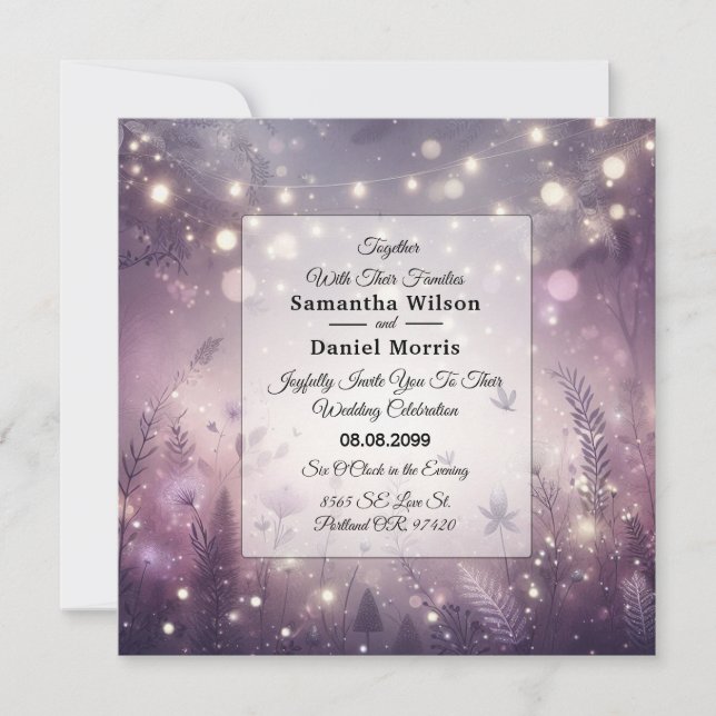 Invitación Encanto estrellado en Boda en flor (Anverso)