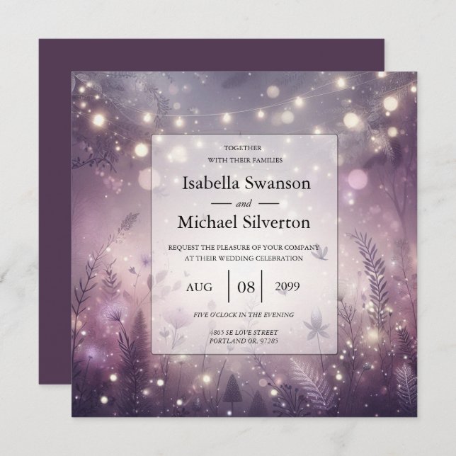 Invitación Encanto estrellado en Boda en flor (Anverso / Reverso)