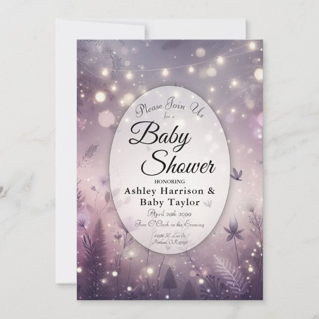 Invitación Encanto estrellado en el floreciente Baby Shower (Anverso)